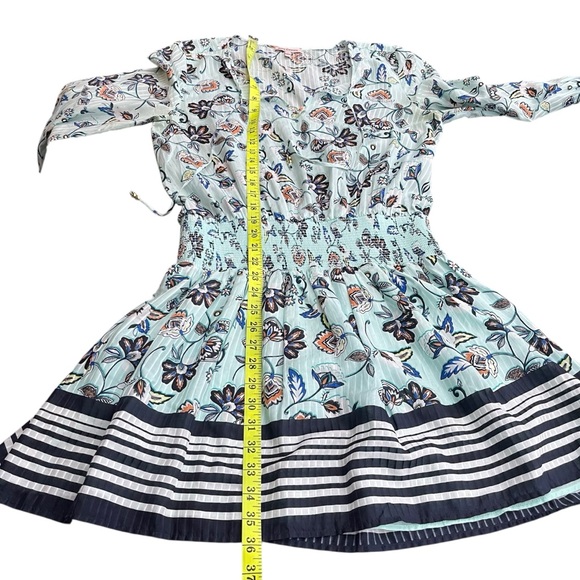 New Juicy Couture Robin's Egg Blue Floral Cotton/Silk Boho Peasant Dress (M) - Picture 10 of 14